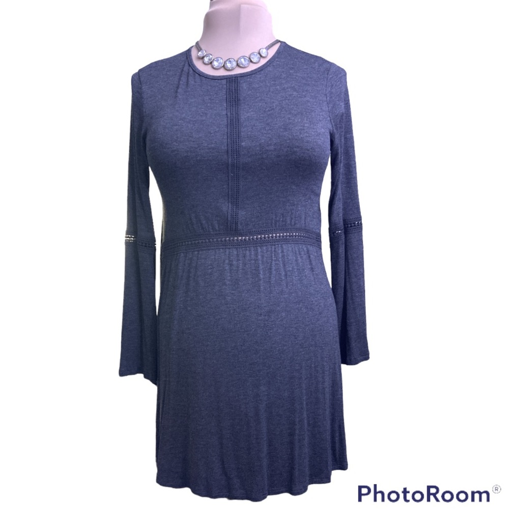 Celeste sz Medium gray long flared sleeves dress with empire waist
